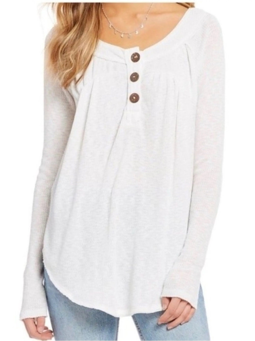 We the Free by Free People waffle knit oversized Henley top
